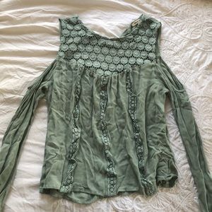 Mint green flower blouse